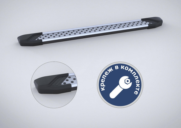 Фото Пороги алюминиевые Rival "Bmw-Style" для Skoda Yeti 2009-2014-