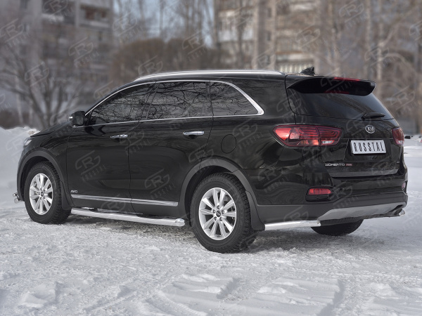Фото Защита заднего бампера уголки d63 секции KIA SORENTO PRIME 2018-