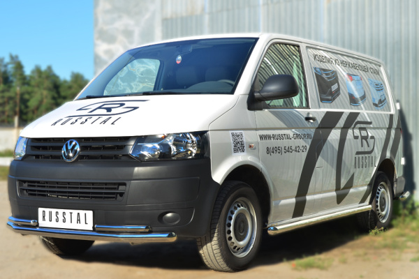 Фото Защита переднего бампера d63 (секции) d42 (уголки) VOLKSWAGEN Multivan-Caravelle 2010-2015