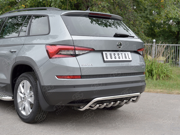 Фото Защита заднего бампера d42 волна+d42 зубы SKODA KODIAQ 2017-