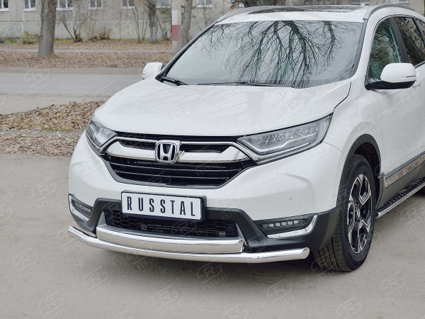 Фото Защита переднего бампера d63 секции-d75х42 дуга HONDA CR-V 2017-
