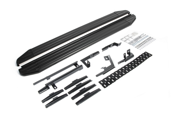 Фото Пороги алюминиевые Rival "Premium-Black" для Toyota Highlander 2014-2017-