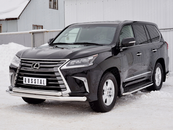 Фото Защита переднего бампера d76 секция-d63 дуга LEXUS LX450d-LX570 2015 (кроме F-Sport)