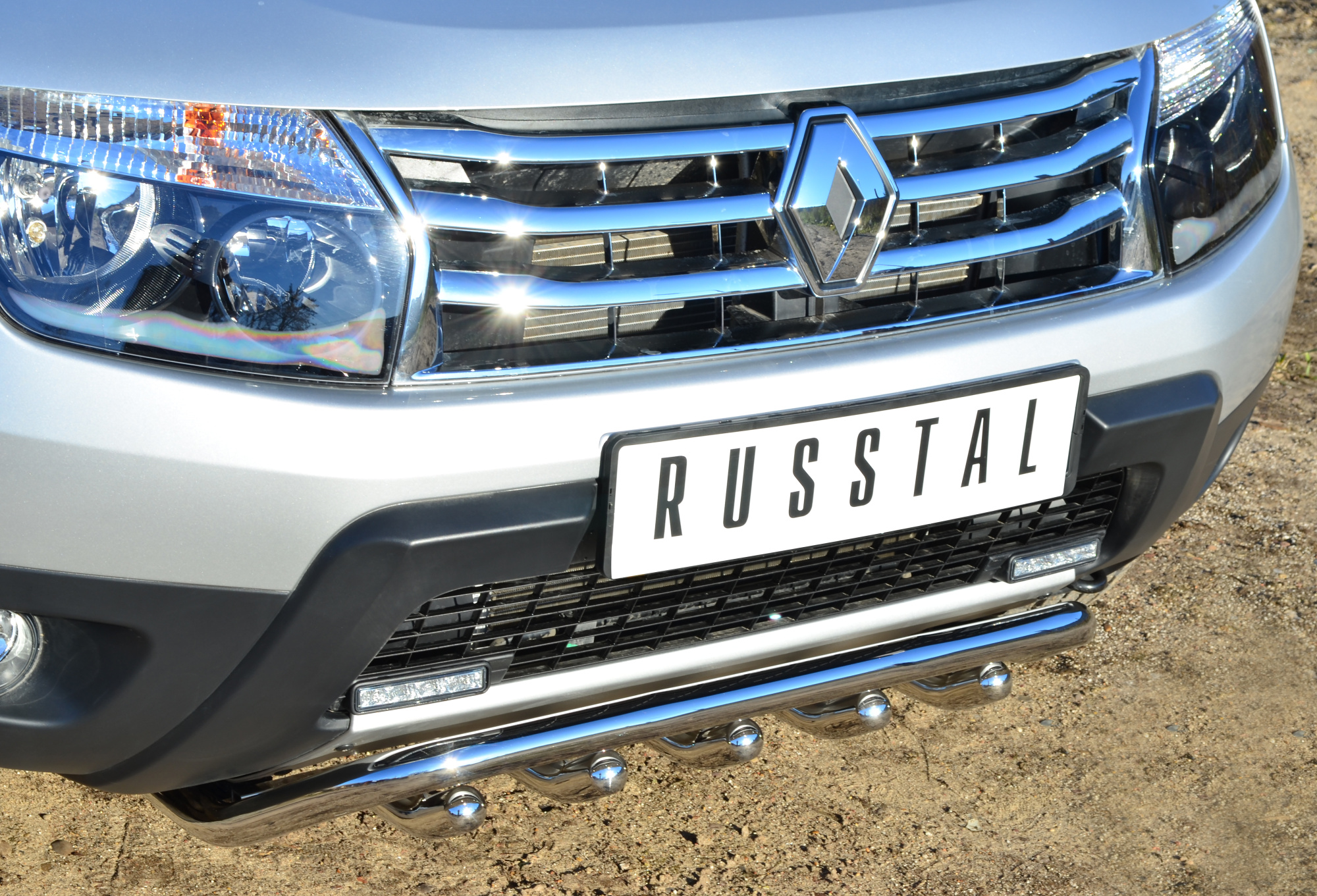 Фото Защита переднего бампера d42 волна+зубы RENAULT Duster 4x4 2011-2014