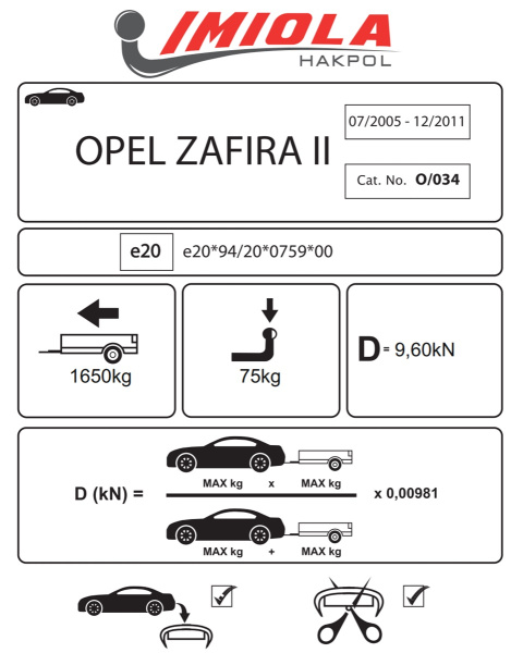 фото Фаркоп Imiola для Opel Zafira B 2005-2012