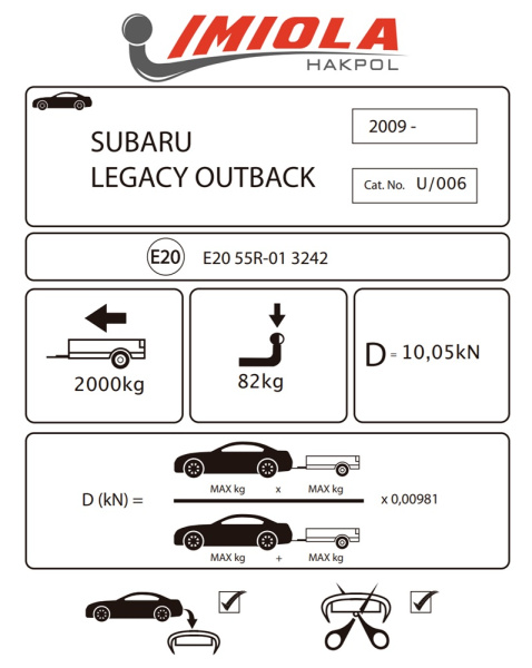 фото Фаркоп Imiola для Subaru Outback 2009-2015