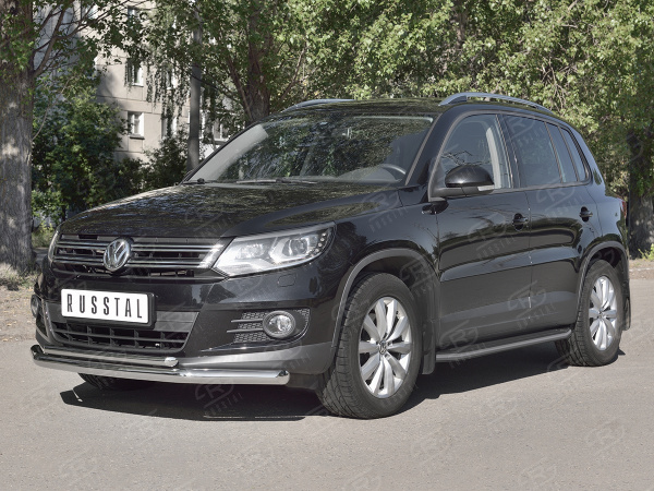 Фото Защита переднего бампера d63 секции-d42 дуга VOLKSWAGEN Tiguan Sport & Style 2011-2016