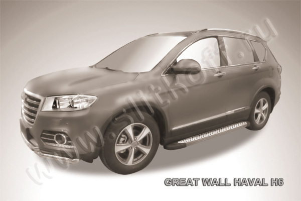 Фото Пороги алюминиевые "Standart Silver" 1800 серебристые HAVAL H6 2014-