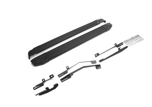 Фото Пороги алюминиевые Rival "Black" для Nissan Murano 2009-2016