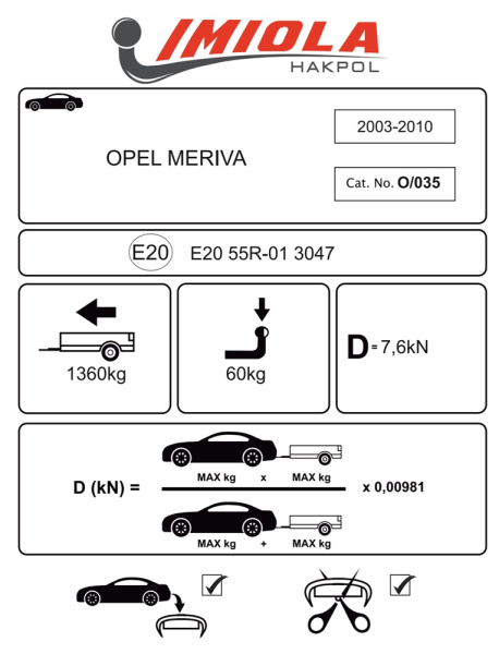 фото Фаркоп Imiola для Opel Meriva 2003-2010