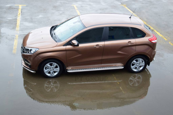 Фото Защита порогов с алюминиевой площадкой Ø51мм (НПС) LADA X-RAY 2016