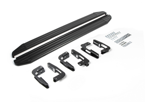 Фото Пороги алюминиевые Rival "Premium-Black" для Mitsubishi Pajero IV 2006-2011-2014-