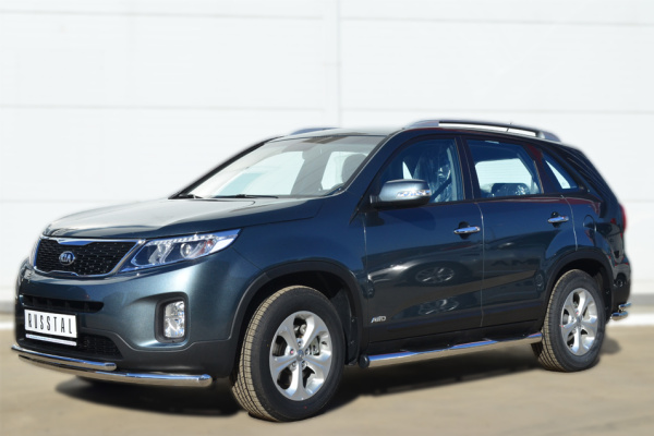 Фото Пороги труба d76 с накладкой (вариант 2) KIA Sorento 2012-