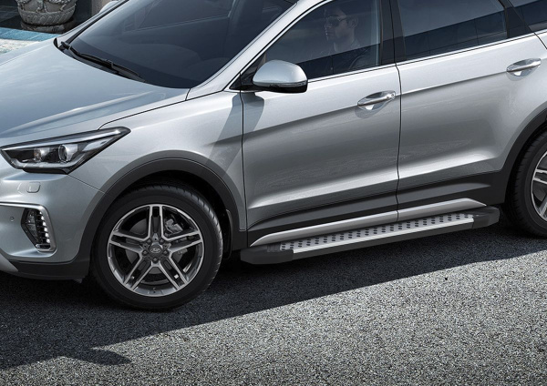 Фото Пороги алюминиевые Rival "Bmw-Style" для Hyundai Grand Santa Fe 2012-2016-