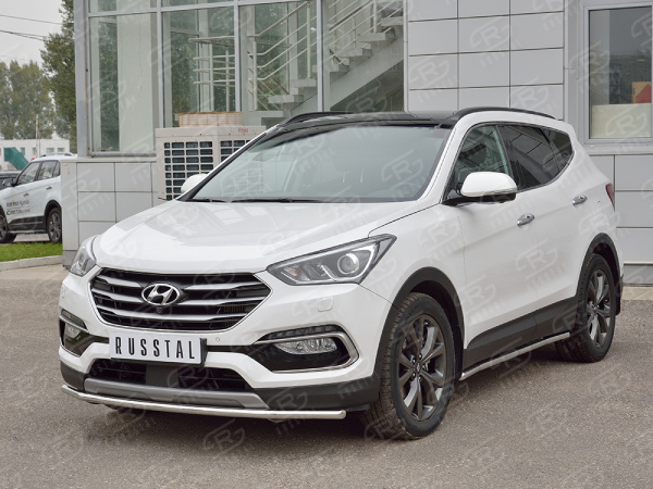 Фото Защита переднего бампера d42 секция HYUNDAI SANTA FE PREMIUM 2015-2017