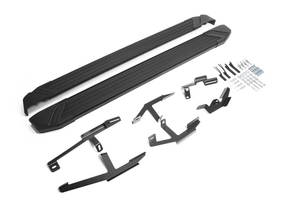 Фото Пороги алюминиевые Rival "Black" для Chery Tiggo 2 2017-