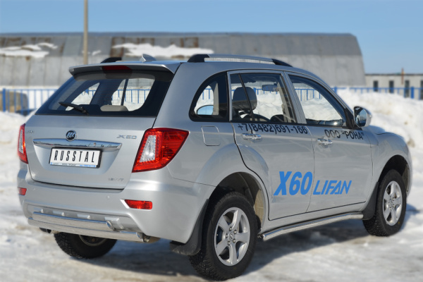 Фото Защита заднего бампера 75х42/75х42 овал (дуга) LIFAN X60 2011-2016