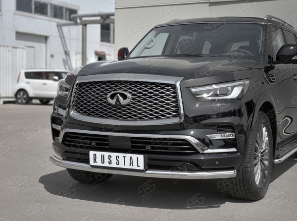 Фото Защита переднего бампера d63 секции INFINITI QX80 2018-
