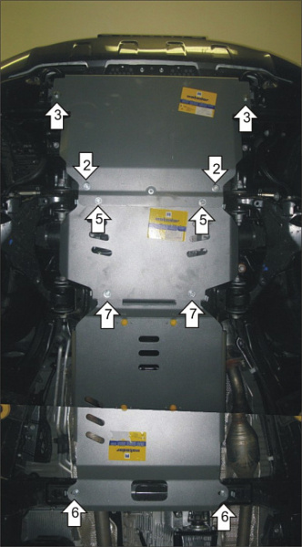 Фото Защита картера Двигателя, Переднего дифференциала, КПП, Радиатора, алюминиевая Мотодор Toyota Land Cruiser 200  2007-2015