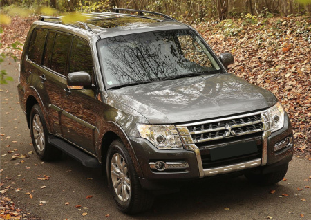 Пороги алюминиевые Rival "Black" для Mitsubishi Pajero IV 2006-2011-2014-