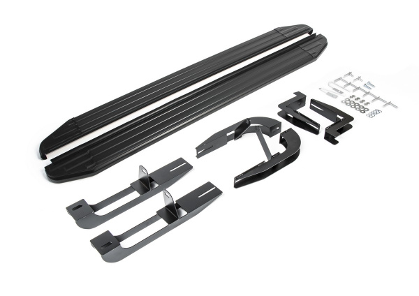 Фото Пороги алюминиевые Rival "Premium-Black" для Hyundai Santa Fe 2006-2010-2012