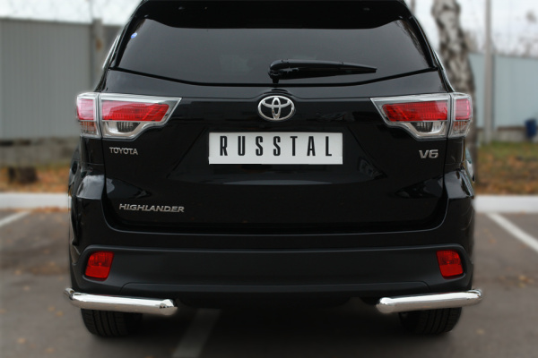 Фото Защита заднего бампера уголки d63(секции) TOYOTA Highlander 2014-2016