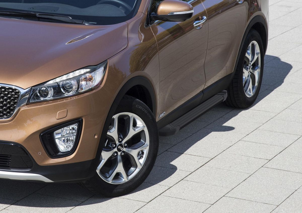 Фото Пороги алюминиевые Rival "Black" для Kia Sorento Prime 2015-2017