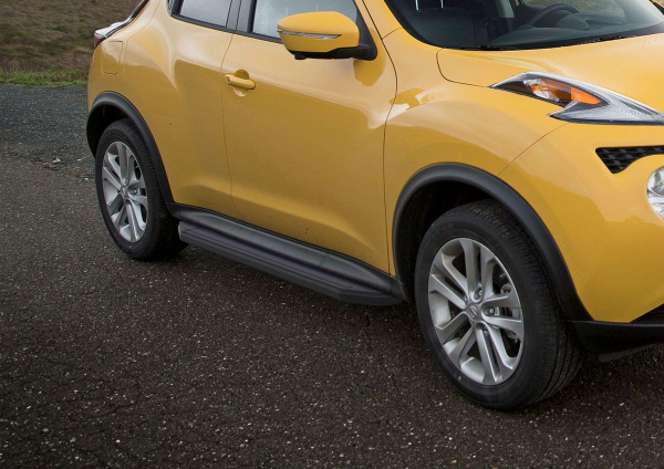 Фото Пороги алюминиевые Rival "Premium-Black" для Nissan Juke, FWD 2010-2014-2016
