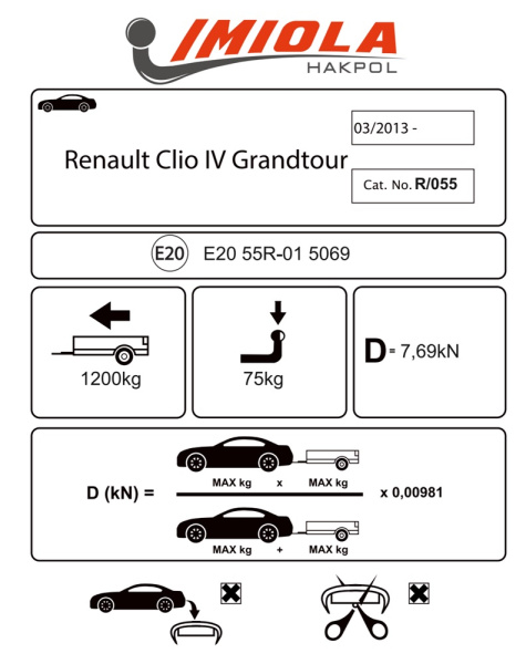 фото Фаркоп Imiola для Renault Clio Grandtour универсал (2012-), (кроме GT)