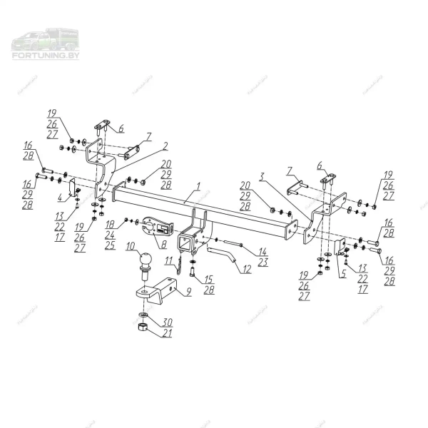 Фаркоп BERG (Россия) «быстросъемный под квадрат» для Geely Boyue Cool (2023-)