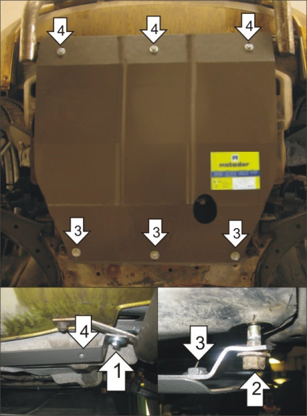 Фото Защита Motodor для картера и КПП (под кенгурятник) Honda HR-V (1998-2005)