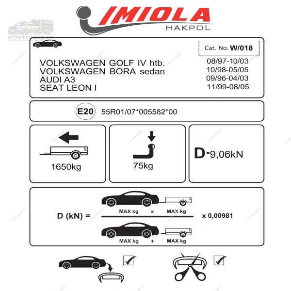 фото Фаркоп Imiola (Польша) для Volkswagen Golf IV (1997-2005) «хэтчбек 3/5 дверей»