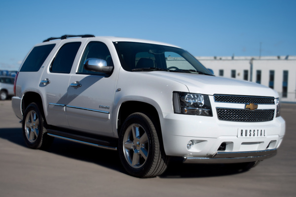Фото Защита переднего бампера d75/42х75/42 овалы CHEVROLET Tahoe 2012-2014