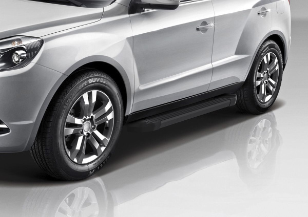 Фото Пороги алюминиевые Rival "Black" для Geely Emgrand X7 2013-2016-
