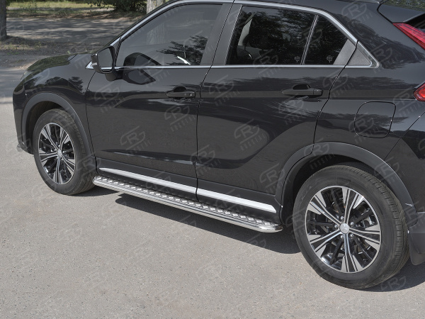 Фото Пороги труба d42 с листом (лист алюм, проф.сталь) (вариант 2) MITSUBISHI ECLIPSE CROSS 2018-