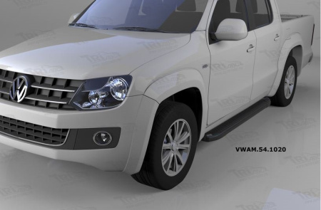 Пороги алюминиевые (Sapphire Black) Volkswagen Amarok (Амарок) (2010-)