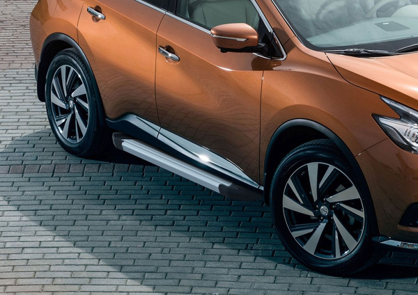 Фото Пороги алюминиевые Rival "Silver" для Nissan Murano 2016-
