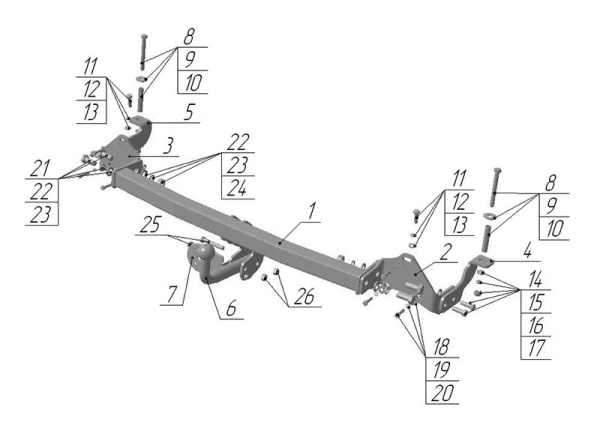 Фаркоп AvtoS для FIAT Doblo (2001-2015)