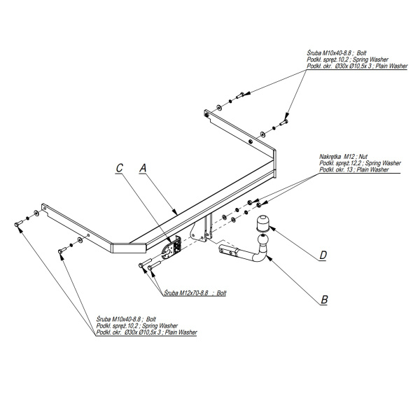 Фаркоп Imiola для Ford Focus III хэтчбек 2011-