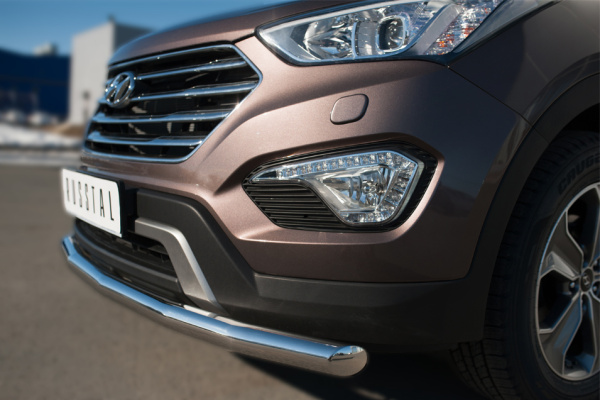 Фото Защита переднего бампера d63 (секции) HYUNDAI SANTA FE GRAND 2014-2015