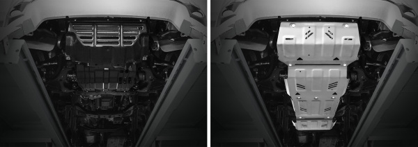 Фото Защита радиатора, картера, КПП и РК Rival для Mitsubishi L200 V 2015-2018 2018-н.в., алюминий 6 мм, с крепежом, K333.4046.3.6