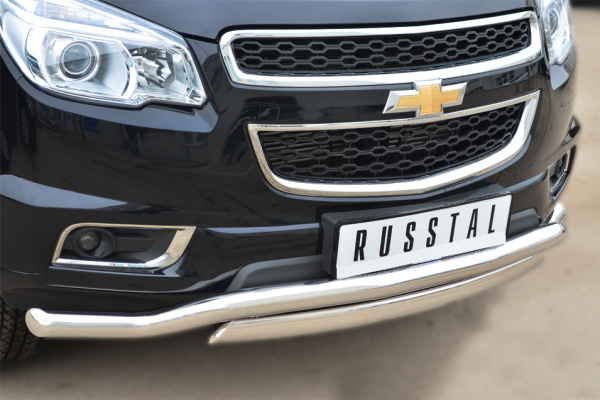 Фото Защита переднего бампера d63 (волна) 75х42 (дуга) CHEVROLET Trailblazer 2012-