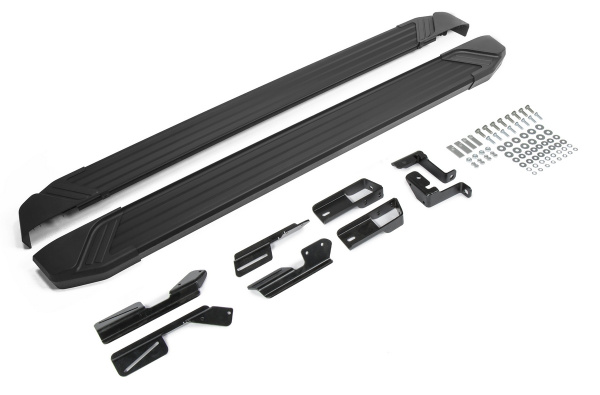 Фото Пороги алюминиевые Rival "Black" для Peugeot 3008 II 2016-н.в.