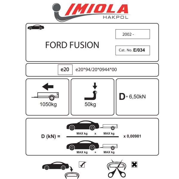 Фаркоп Imiola для Ford Fusion 2002-2012