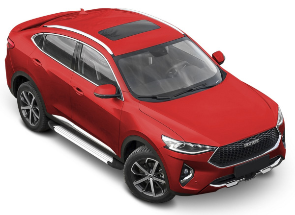 Фото Пороги алюминиевые Rival "Silver" для Haval F7 2019-н.в./F7x 2019-н.в.