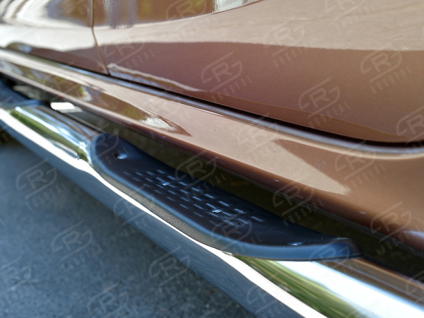 Фото Пороги труба d76 с накладкой (вариант 2) LADA XRay 2015