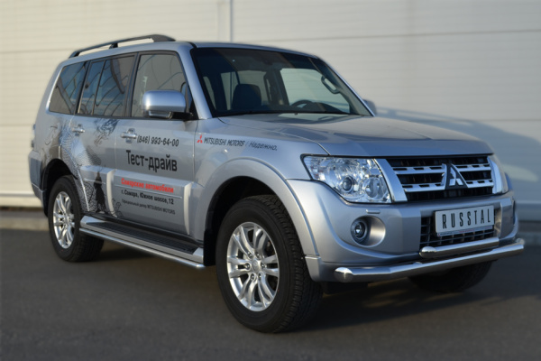 Фото Защита переднего бампера d76_63 (дуга) MITSUBISHI Pajero 4 2012-2014