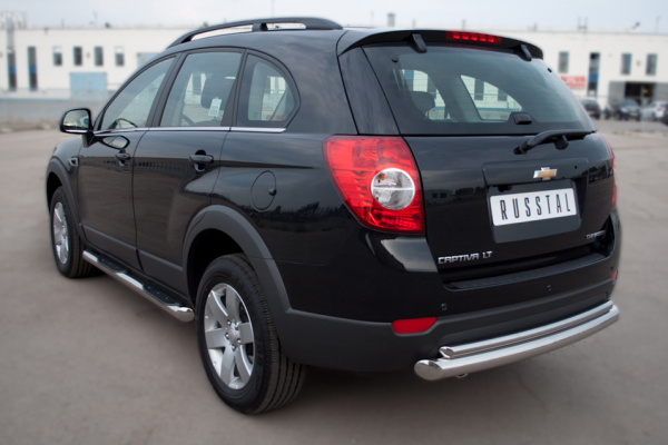 Фото Пороги труба d76 с накладками (вариант 1) CHEVROLET Captiva 2011-2013
