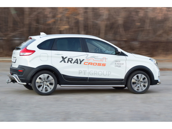 Фото Защита порогов вогнутая Лада Иксрей Кросс d 51 мм