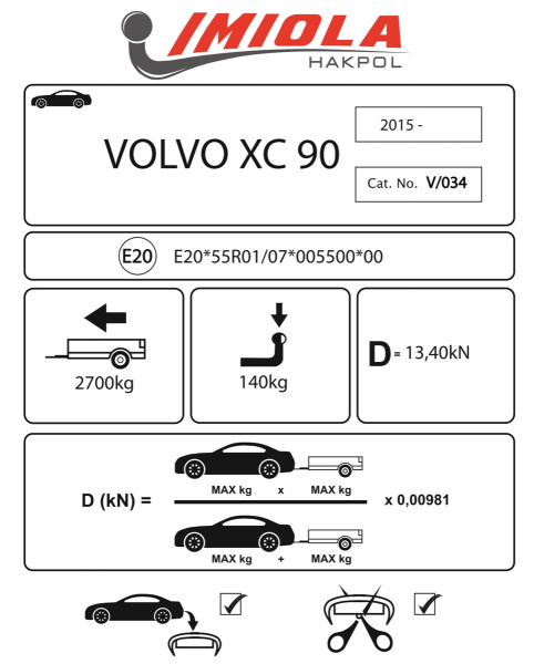 фото Фаркоп Imiola для Volvo XC90 (2015-)